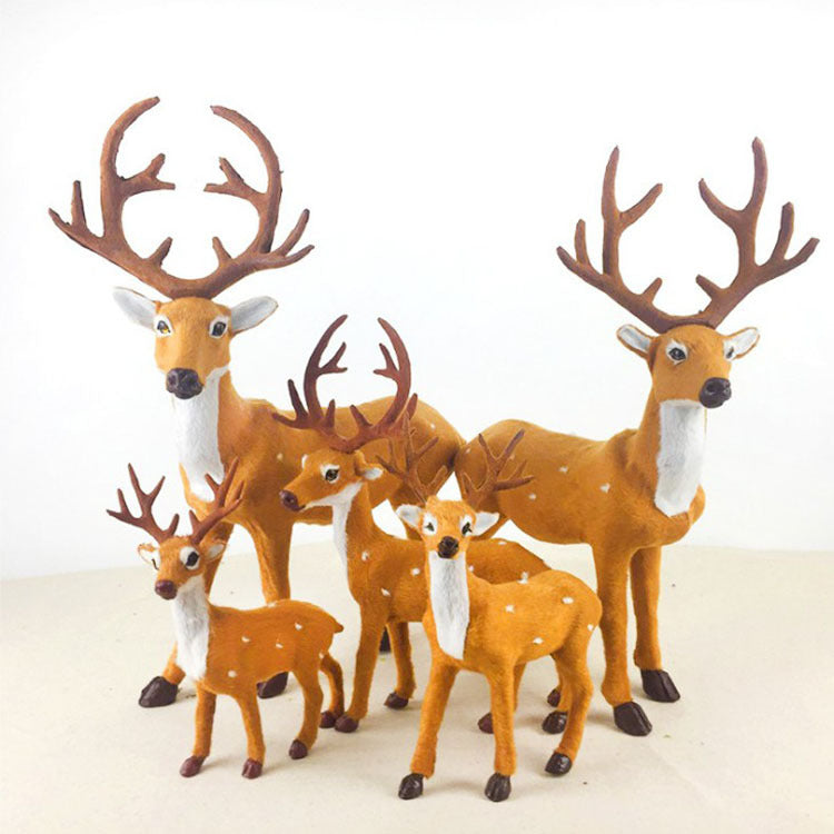 3pc faux fur deer figurine Brown